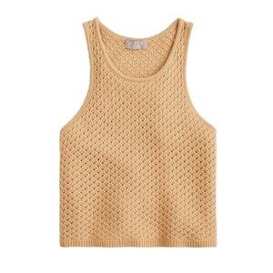 NWT J.Crew Cashmere Pointelle Tank Top in Sunkissed Khaki Cropped Sweater M